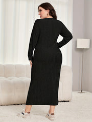  Ribbed Long Sleeve Maxi Dress