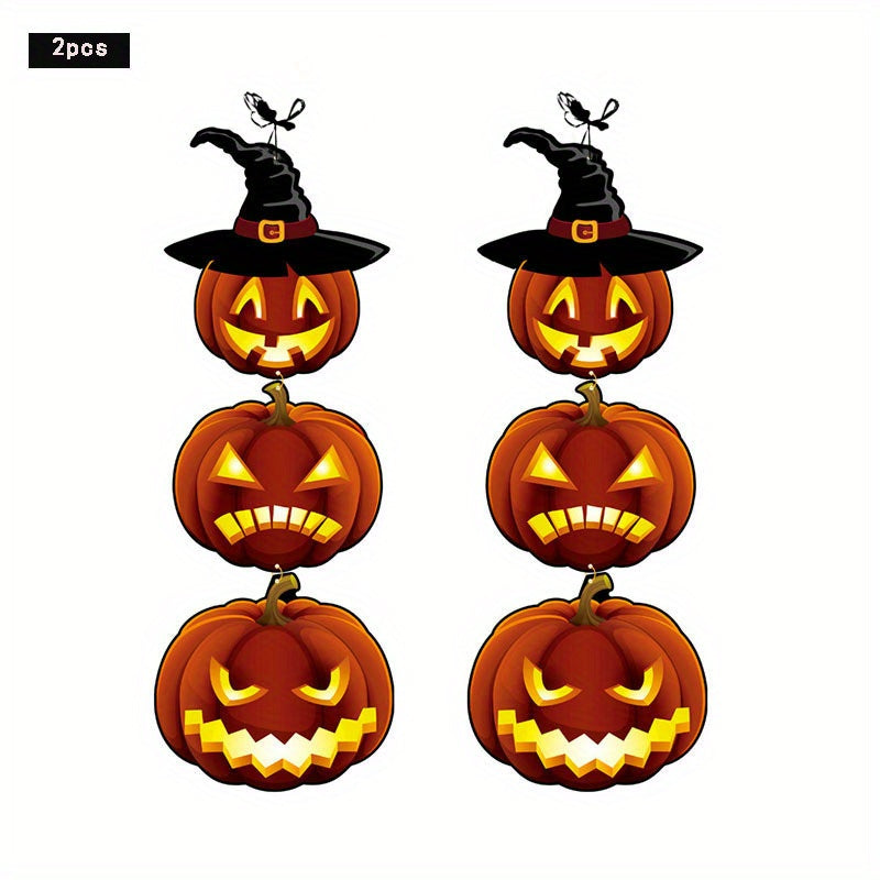 2pcs Halloween Pumpkin Paper Hanging Flag Decoration