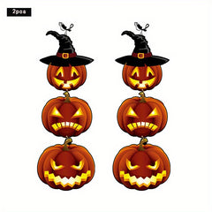 2pcs Halloween Pumpkin Paper Hanging Flag Decoration