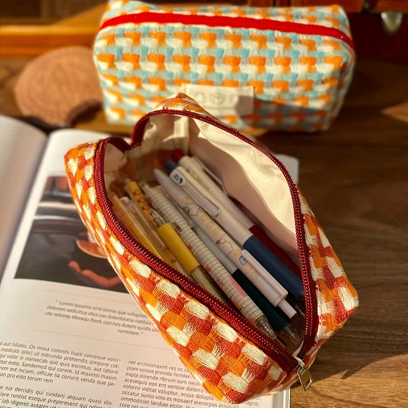 Rainbow Braided Pencil Case Large Capacity Beauty Bag