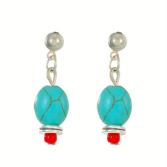 Turquoise Bohemian Hook Earrings Silver Plated Jewelry
