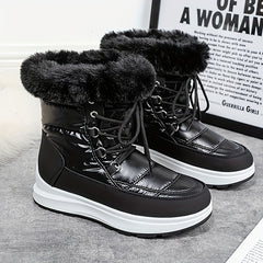 Women's Waterproof High Top Snow Boots Fleece Winter Warm Shoes