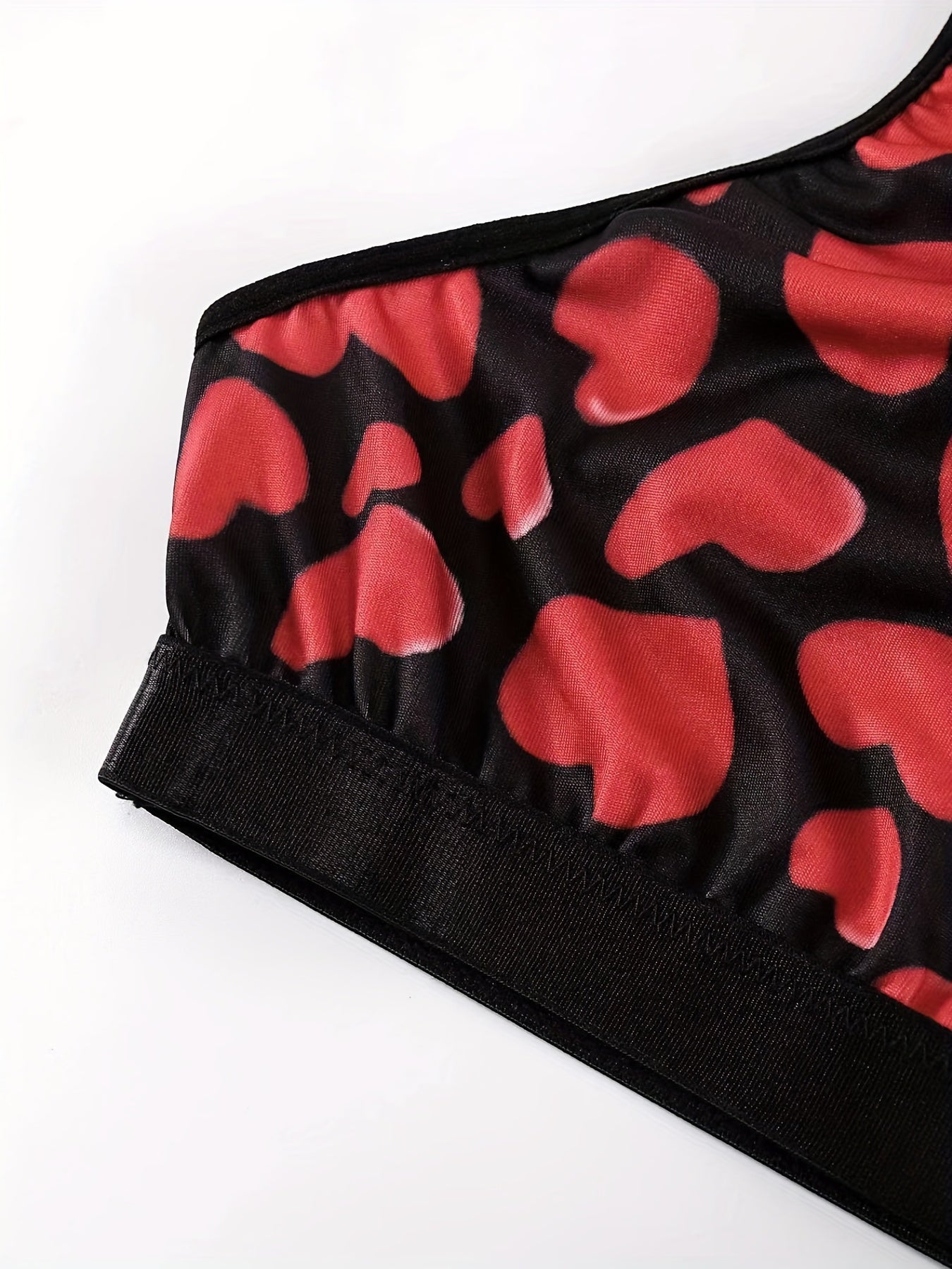 Heart Print Racer Back Sports Bra