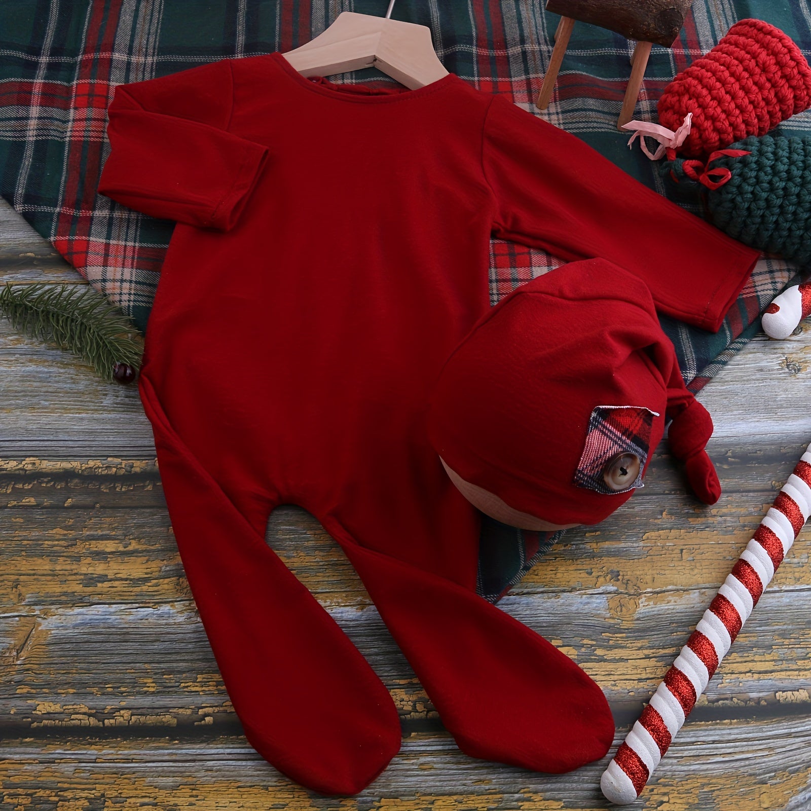 Newborn Christmas Photo Shooting Set Baby Romper Photography Costume