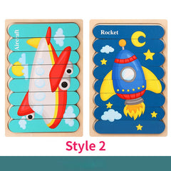 Double Sided Wooden 3D Puzzles Educational Toys For Kids