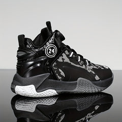 Boys High Top Basketball Shoes w/ Rotating Buckle Comfy Soft Sole