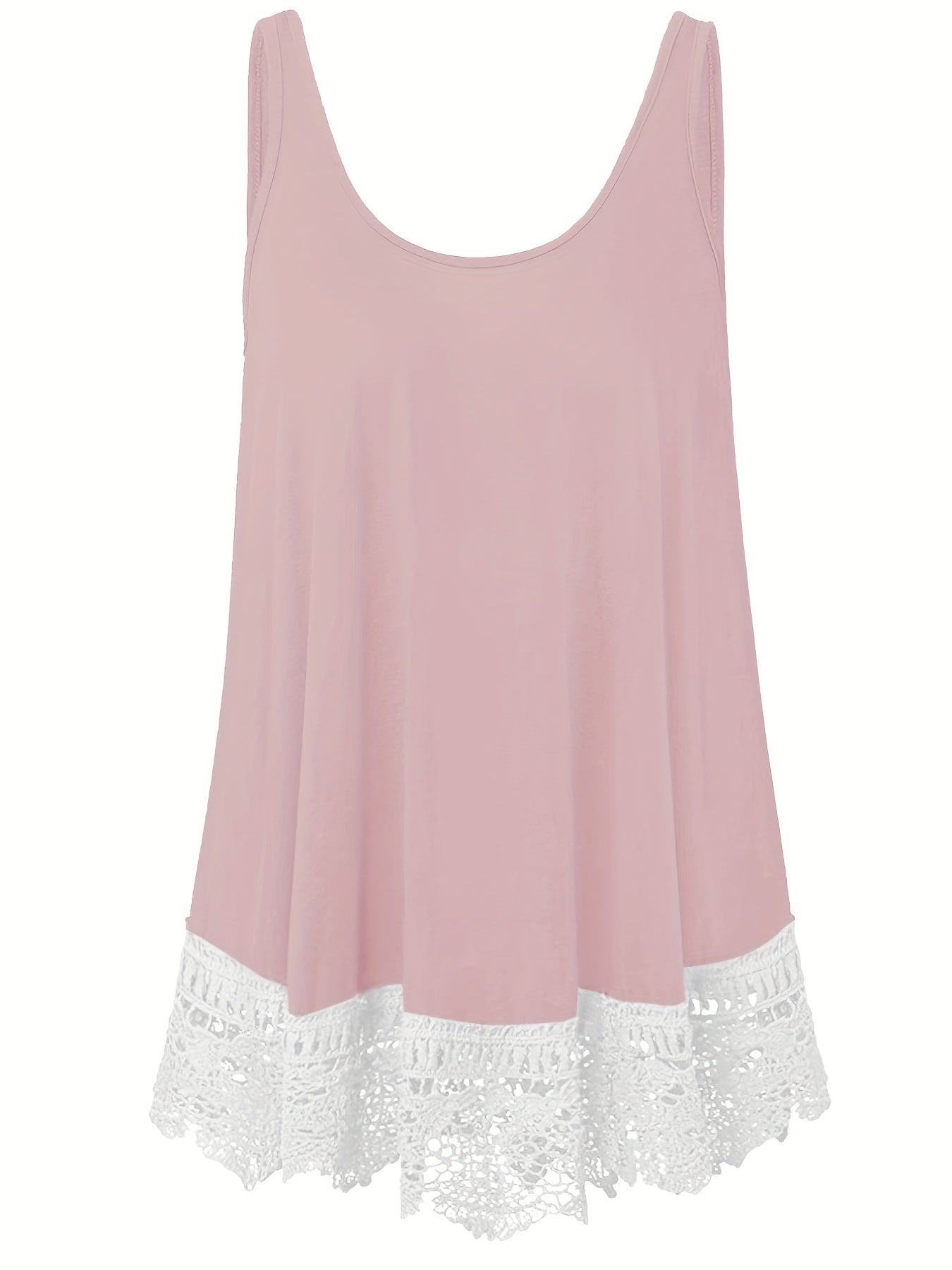  Solid Lace Trim Tank Top