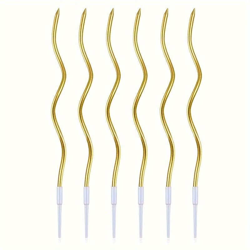 6pcs Birthday Cake Shape Curve Candle Party Candle Large Polish Curved Candle