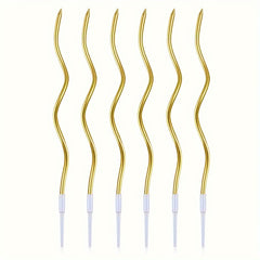 6pcs Birthday Cake Shape Curve Candle Party Candle Large Polish Curved Candle