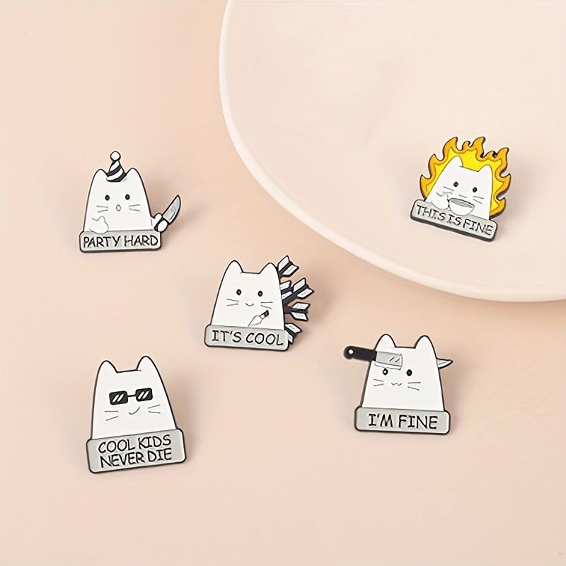 Funny Cat Enamel Lapel Pin Brooch for Men