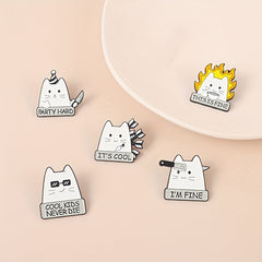 Funny Cat Enamel Lapel Pin Brooch for Men