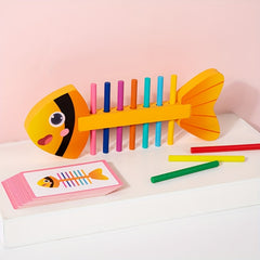 Wooden Fishbone Sorting Game Toy for Kids - Educational Puzzle