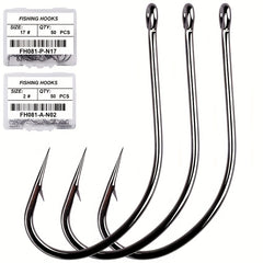 50pcs High Carbon Stainless Steel Fishing Hooks Barbed Carp Hooks