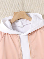 Kid Girls Casual Hooded Windbreaker Jacket with Pockets