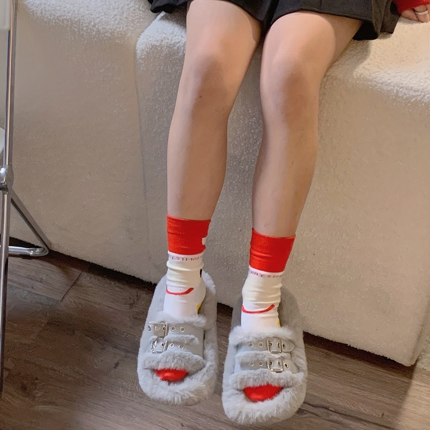 4 Pairs Geometric Pattern Socks Comfy & Breathable Women's Mid Tube Stockings