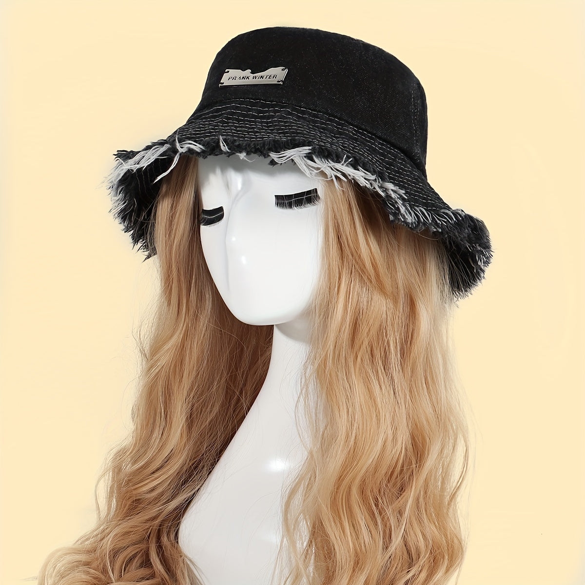 Vintage Denim Tassel Bucket Hat Sun Protection Cap