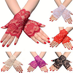 Lace Fingerless Gloves Bridal Wedding Floral Women Dress Accessories