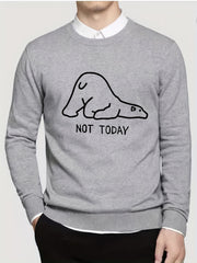 Polar Bear Print Knitted Sweater Men's Casual Crew Neck Pullover for Fall Winter