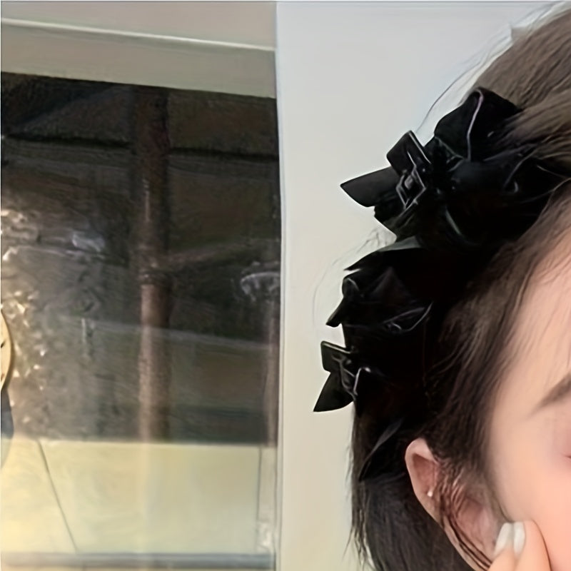 2pcs Velvet Bow Hair Claw Vintage Hair Accessories