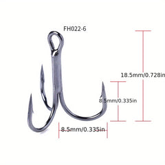 20pcs High Carbon Steel Treble Fishing Hooks Sizes 2-14 Saltwater & Freshwater
