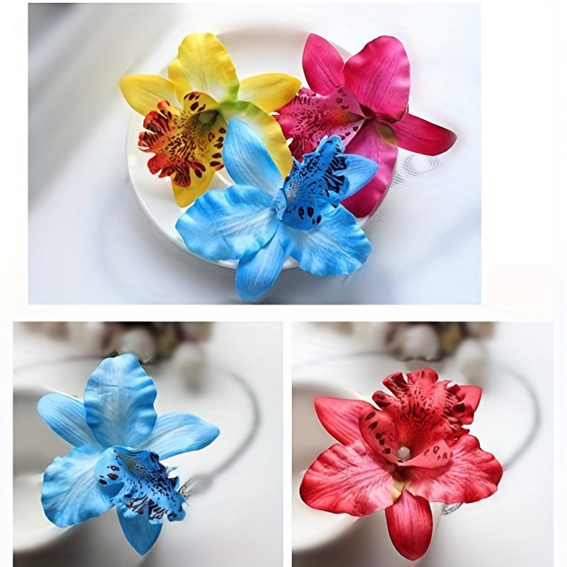 10pcs Flower Hair Clips Hawaiian Style Head Ornament