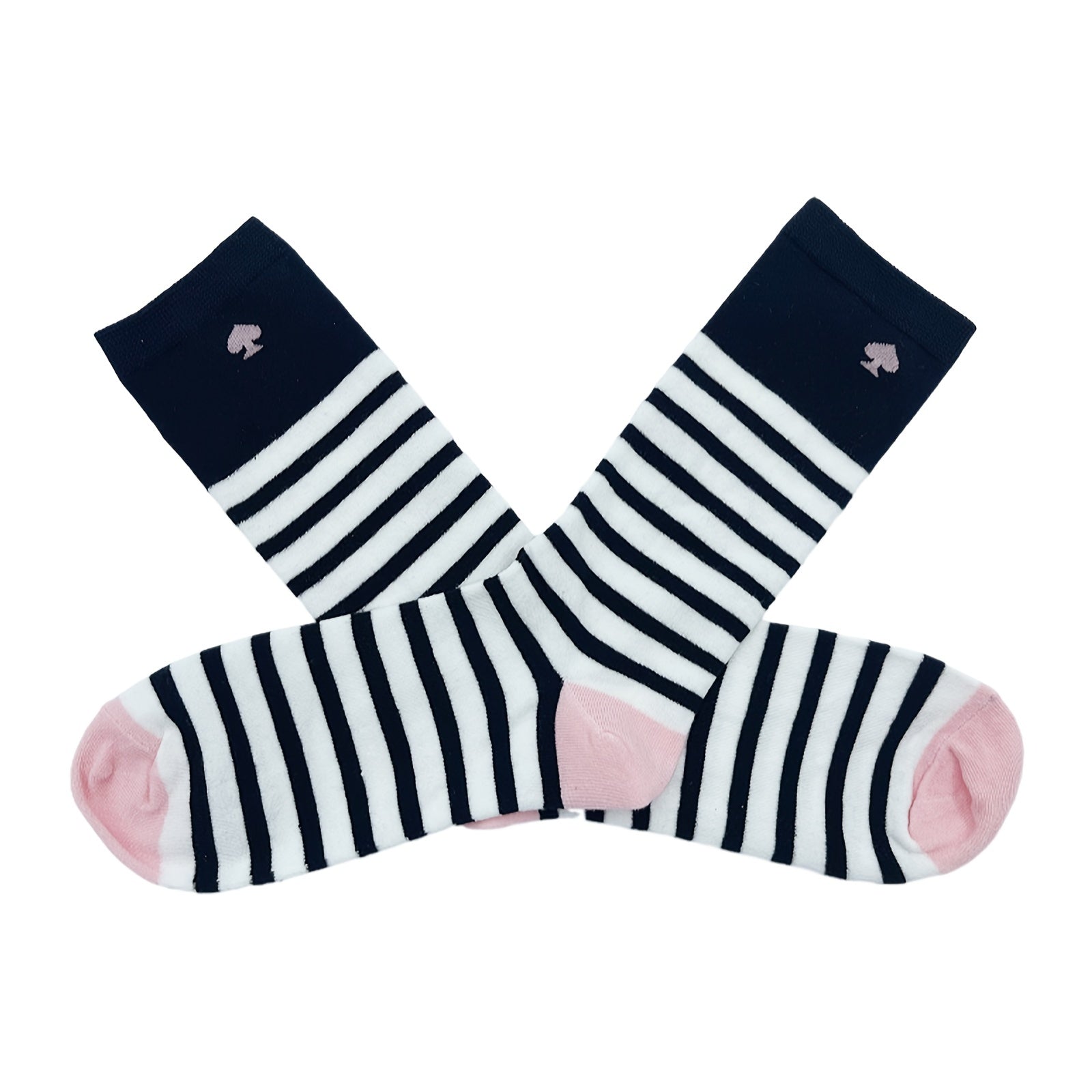Striped Mid Tube Socks Heart Pattern Stockings
