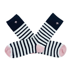 Striped Mid Tube Socks Heart Pattern Stockings