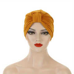 Pleated BowKnot Turban Cap Head Wrap Turmeric Headscarf Chemo Cap