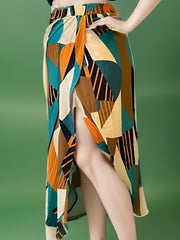  Geometric Print Maxi Skirt