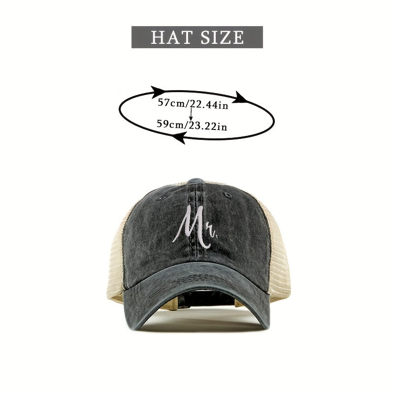 Couple Trucker Hat Distressed Mesh Baseball Cap Adjustable Dad Hats