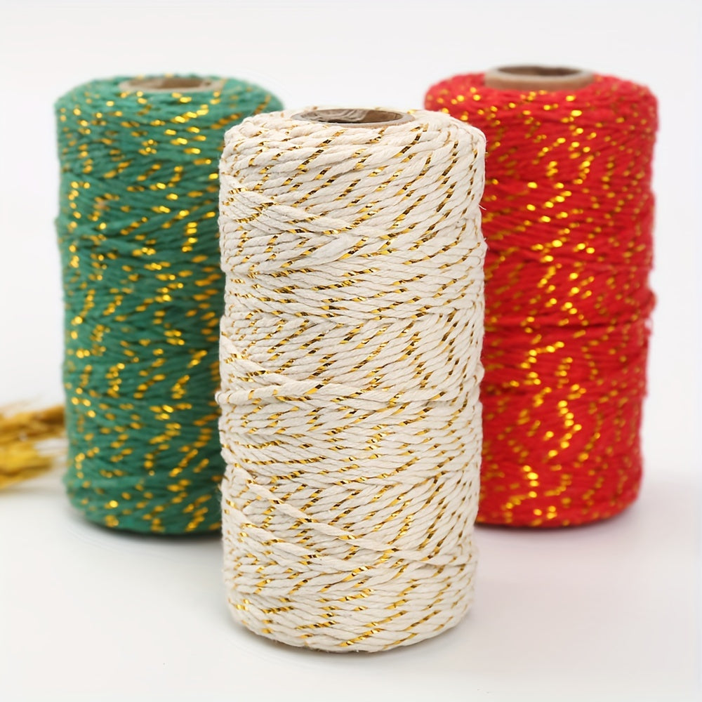 328ft Cotton Bakers Twine String Gold Metallic Festive Holiday Wedding Cord