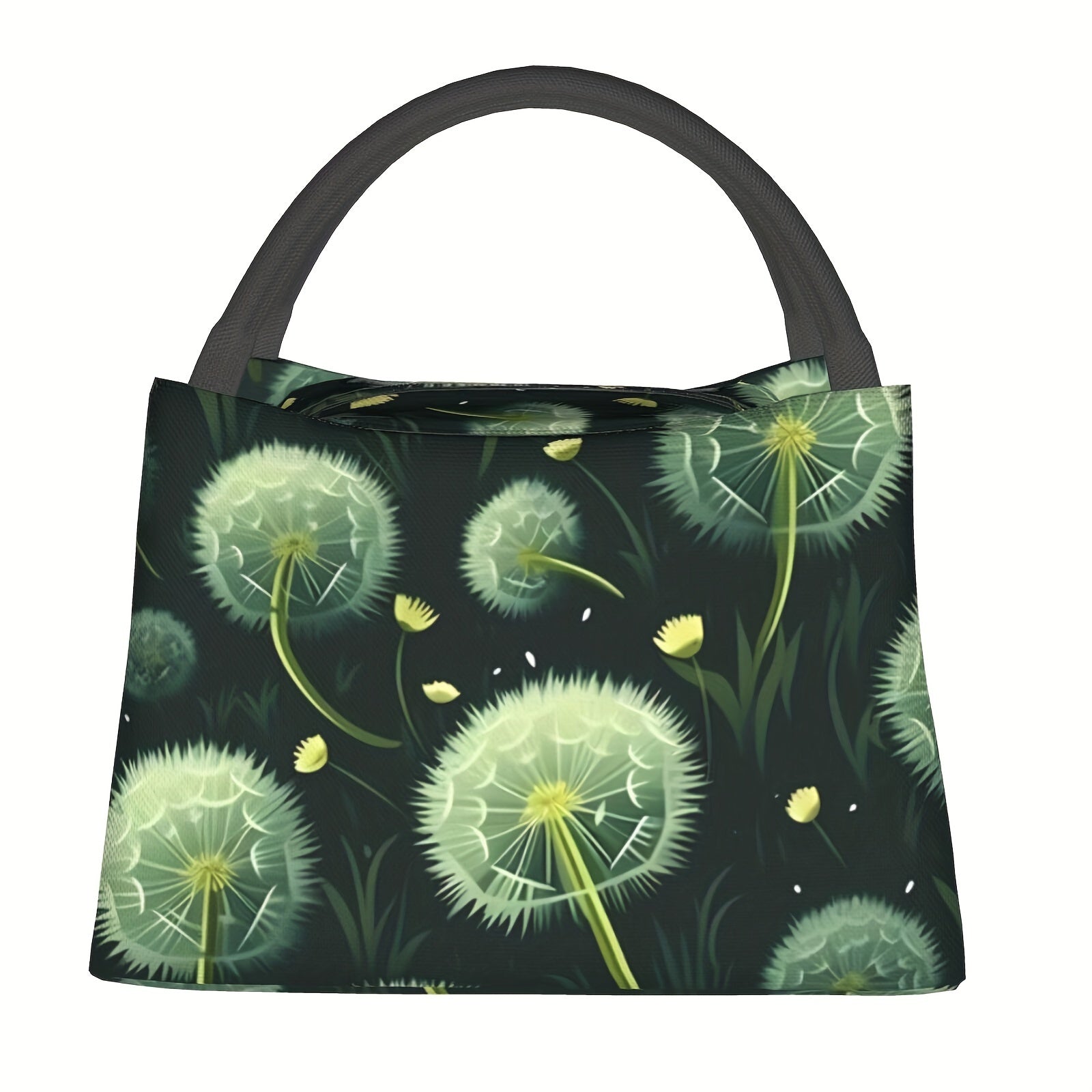 Dandelion Pattern Insulated Lunch Bag for Work and Picnics