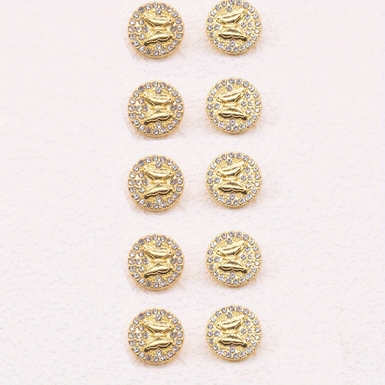 10pcs Zinc Alloy Faux Diamonds Buttons Butterfly Sewing Buttons