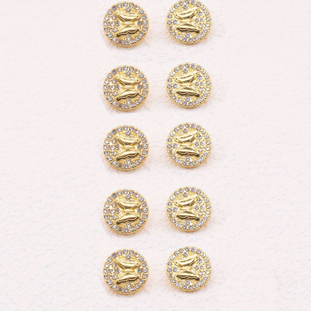 10pcs Zinc Alloy Faux Diamonds Buttons Butterfly Sewing Buttons