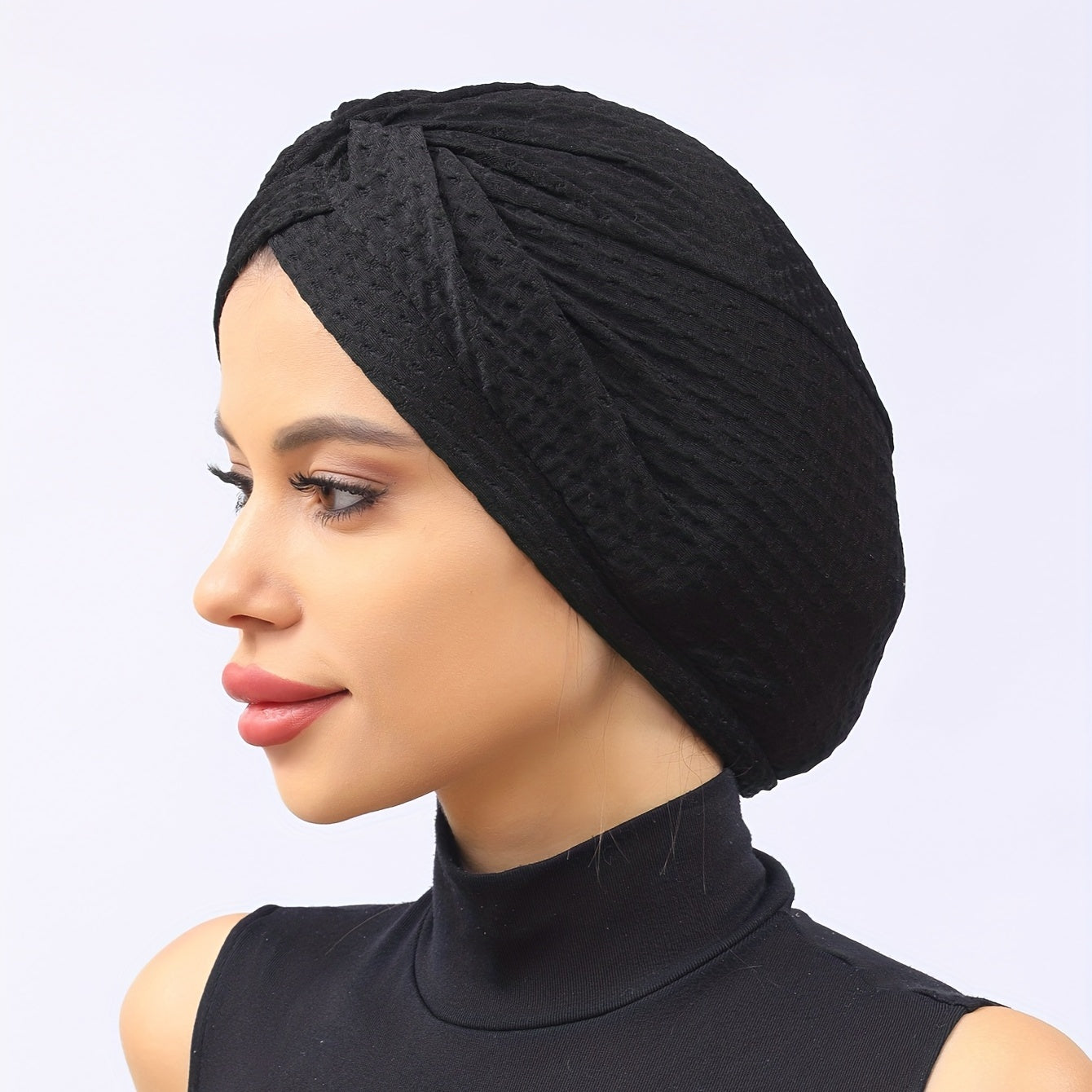 Solid Lace Turban Cap Head Wraps Elastic Hijab Hats Ramadan Beanie