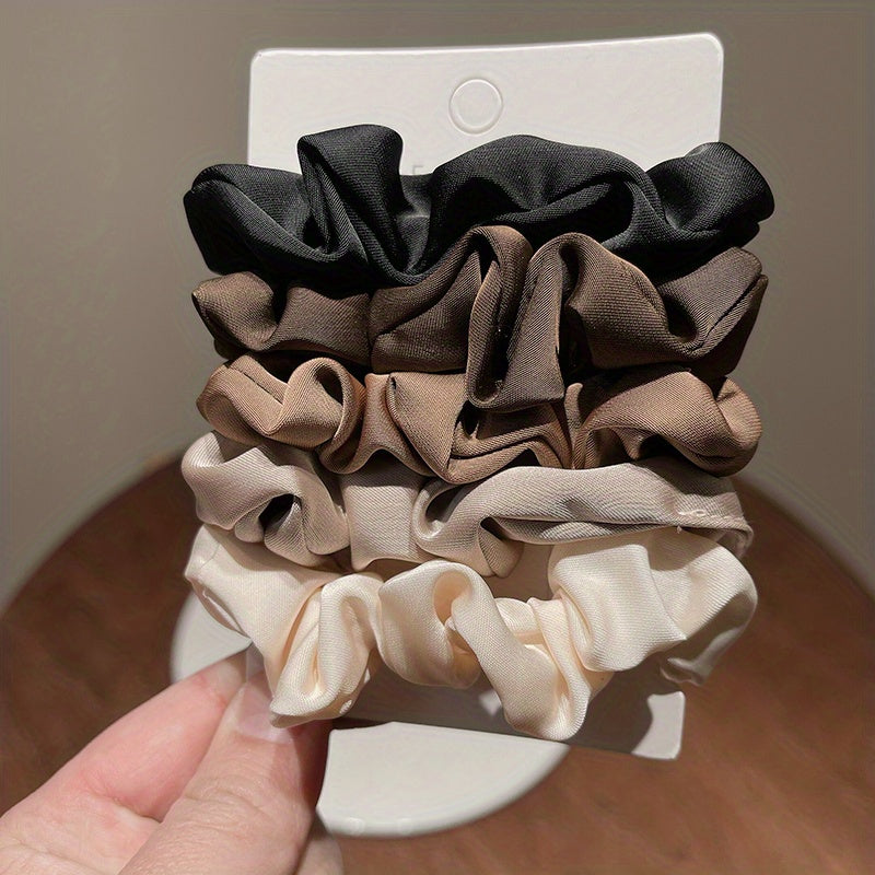 5pcs Solid Silk Hair Scrunchies for Women Girls Soft Elastic Scrunchie