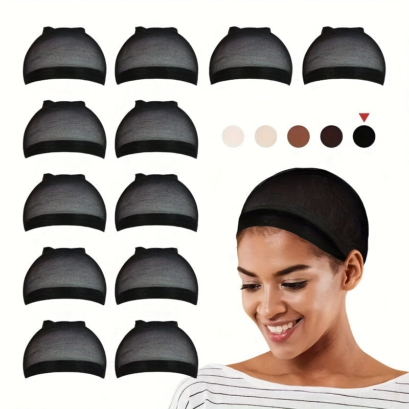 12 Pcs Nylon Wig Caps For Making Wig - Stretchy Stocking Wig Caps