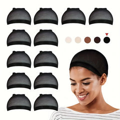 12 Pcs Nylon Wig Caps For Making Wig - Stretchy Stocking Wig Caps