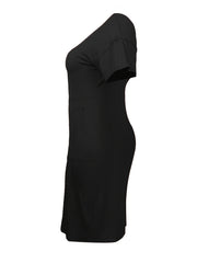  V Neck Short Sleeve Tee Dress With Pocket Women's Plus Medium Stretch