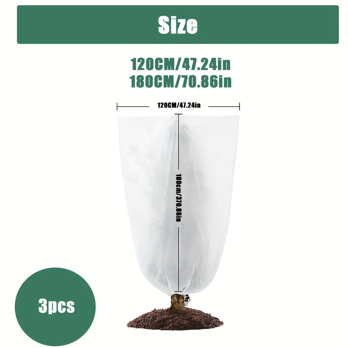 3pcs Plant Frost Protection Bag Winter Plant Jacket 23.62 X 31.5 & 47.24 X 70.87