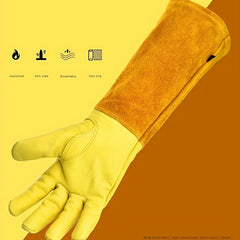 Breathable Leather Gauntlet Pruning Gloves With Long Sleeve