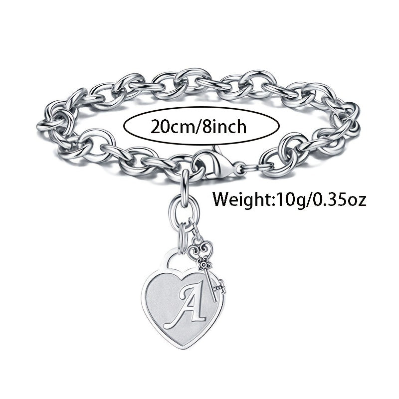 Men's Hip Hop Heart Key Charm Bracelet