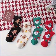 4 Pairs Christmas Print Socks Women's Stockings