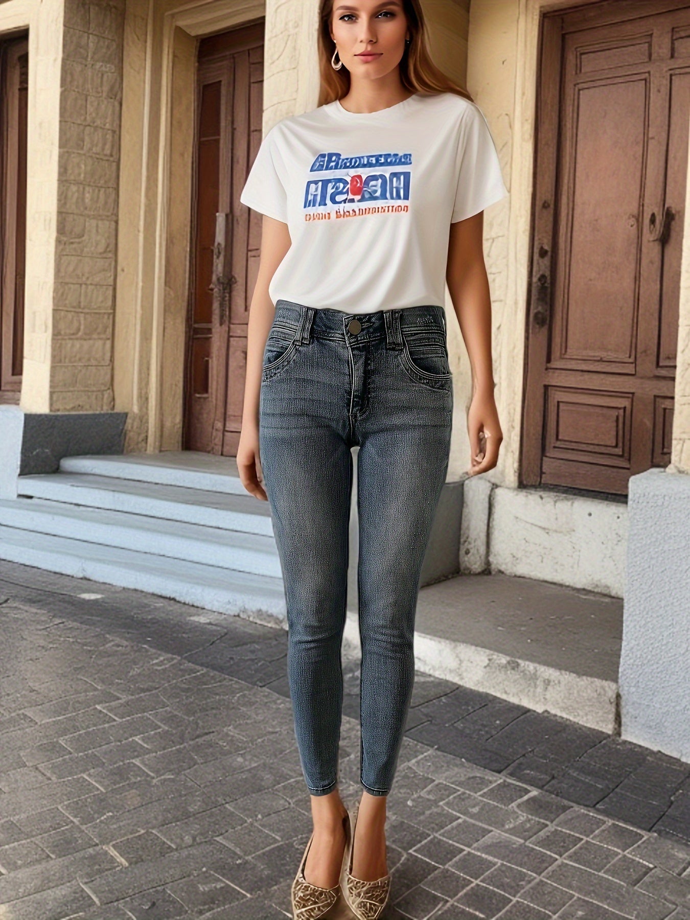  Button Fly Stretch Skinny Jeans