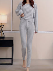 Ribbed Knit Two piece Set Casual Long Sleeve T shirt & Skinny Pants Outfits