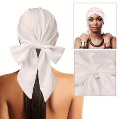 Satin Bowknot Head Scarf Elastic Turban Pleated Head Wraps