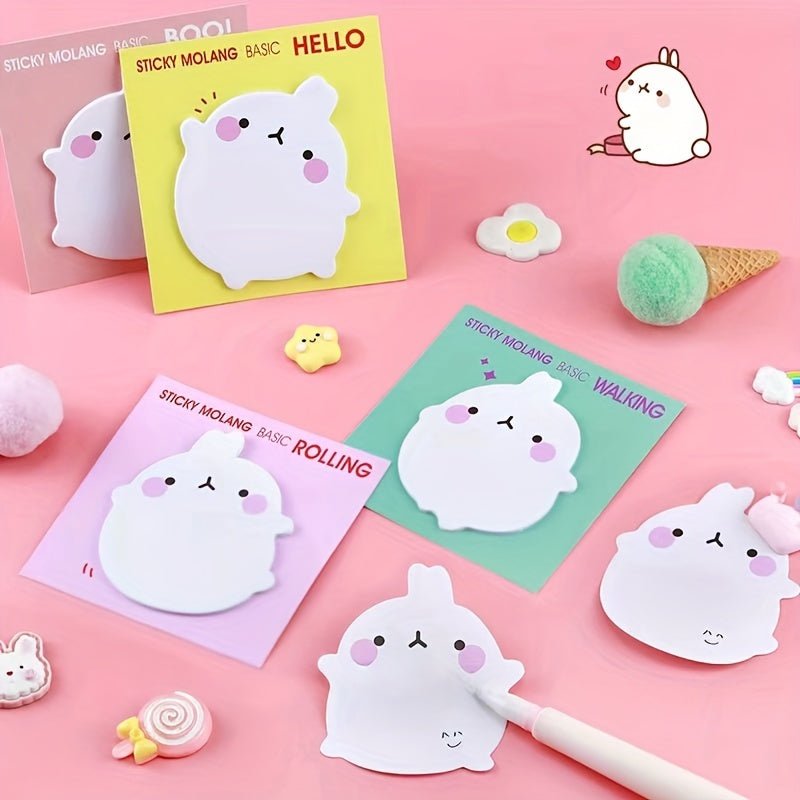 4pcs Rabbit Sticky Notes 4 Colors Cartoon Shape Low Calorie Memo Paper
