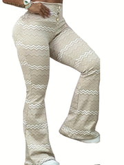  Chevron Print High Rise Flared Leg Trousers