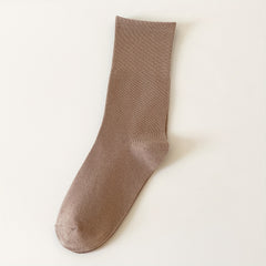6 Pairs Ribbed Mid Tube Socks Breathable & Comfy Women's Stockings