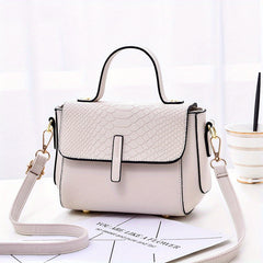 Small Snakeskin Embossed Crossbody Bag Women's Top Handle Purses